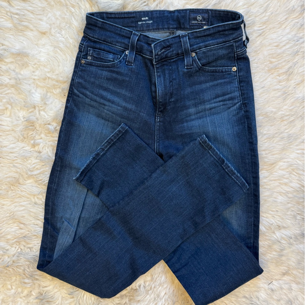 AG Mari Dark Blue High Rise straight leg jeans size 24R